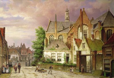 Two Men with a Cart by Willem Koekkoek